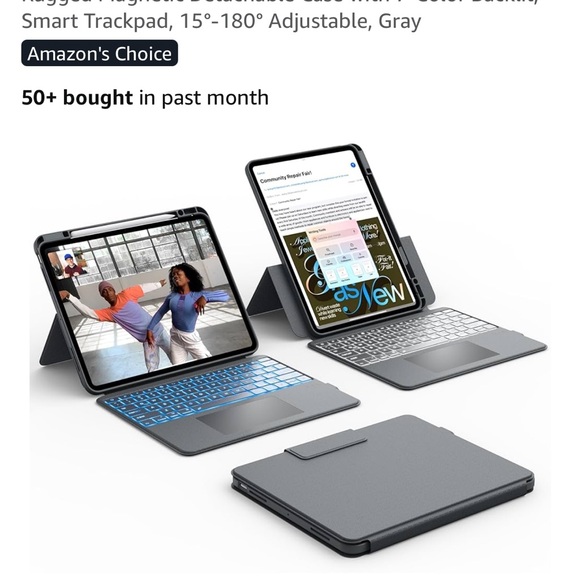 Gray Smart Trackpad Tablet Case - Picture 1 of 3